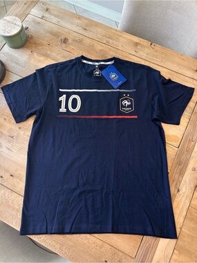 Mbappe French National Team Men's France Crest Navy Short-Sleeve Tee Mbappe # 10